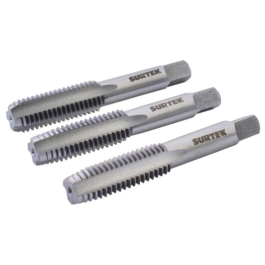 Juego de machuelos de acero de alta velocidad 7/16"-13NC, 3 piezas Surtek
