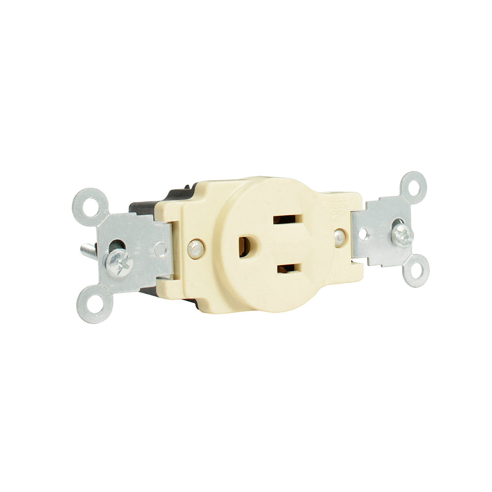 Paquete de 20 piezas de Contacto sencillo aterrizado, línea estándar, color marfil Surtek