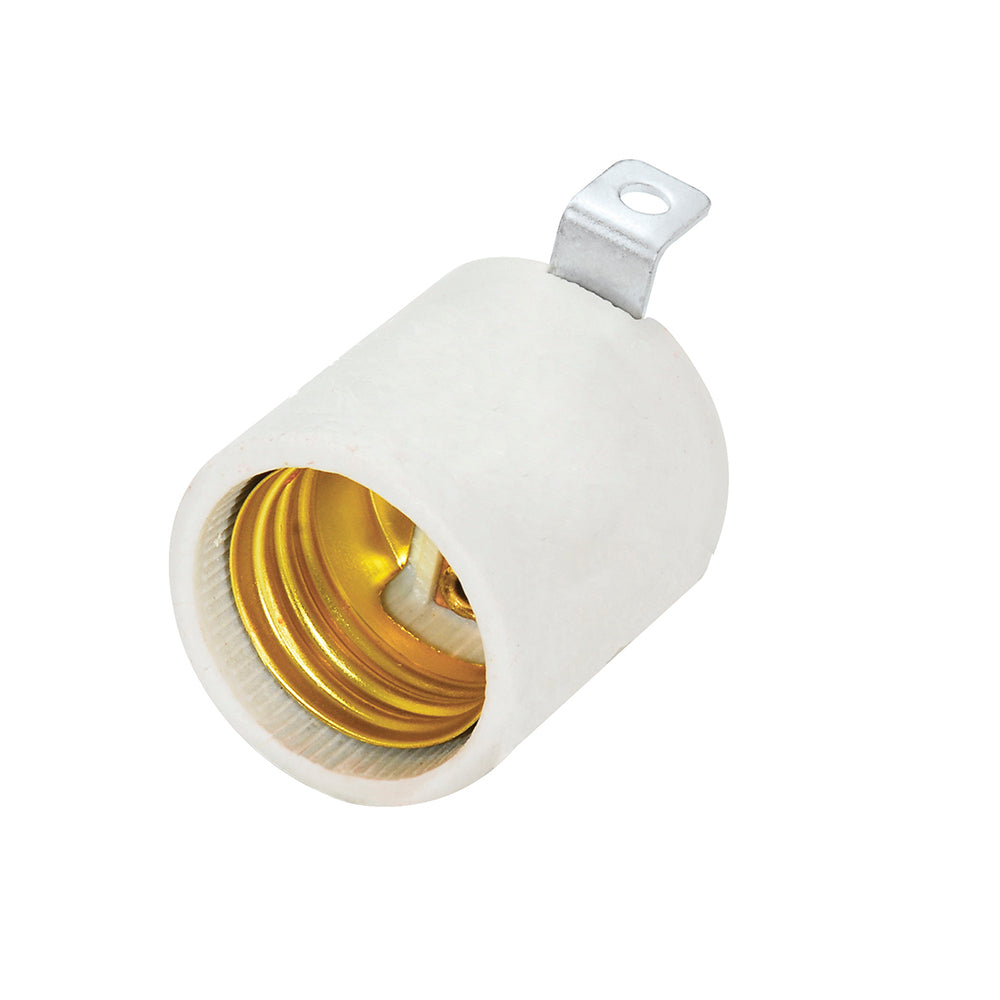 Paquete de 10 piezas de Portalámpara con soporte tipo escuadra de porcelana 4 cm Surtek