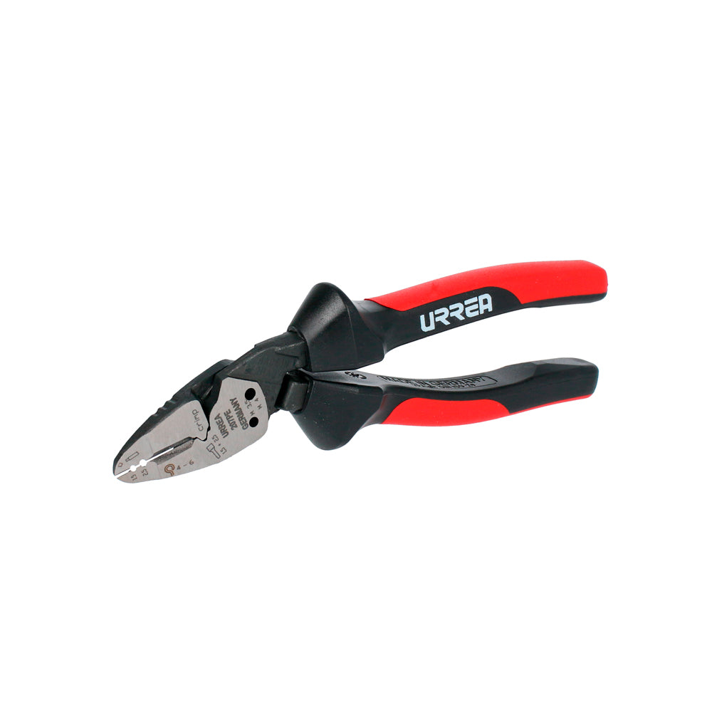 Pinza para electricista con mango bimaterial ergonómica con ángulo de cabeza de 25° de 7" Urrea
