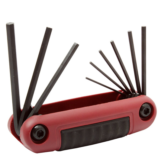 Juego de llaves hexagonales tipo navaja en pulgadas .050" a 3/16" estuche bimaterial, 9 pz Urrea