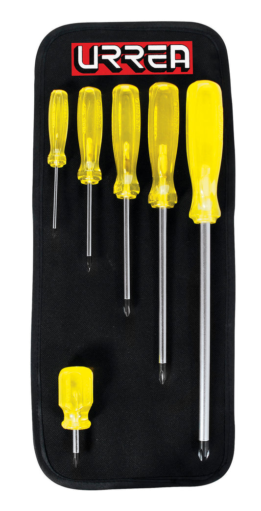 Juego de destornilladores con mango ámbar punta Phillips, 6 piezas Urrea