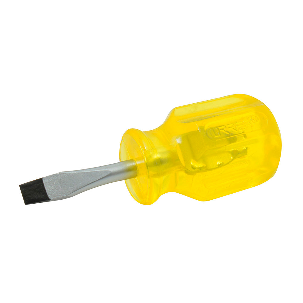 Paquete de 6 piezas de Destornillador con mango ámbar, punta plana tipo trompo barra redonda 1/4" x 1-1/2" Urrea