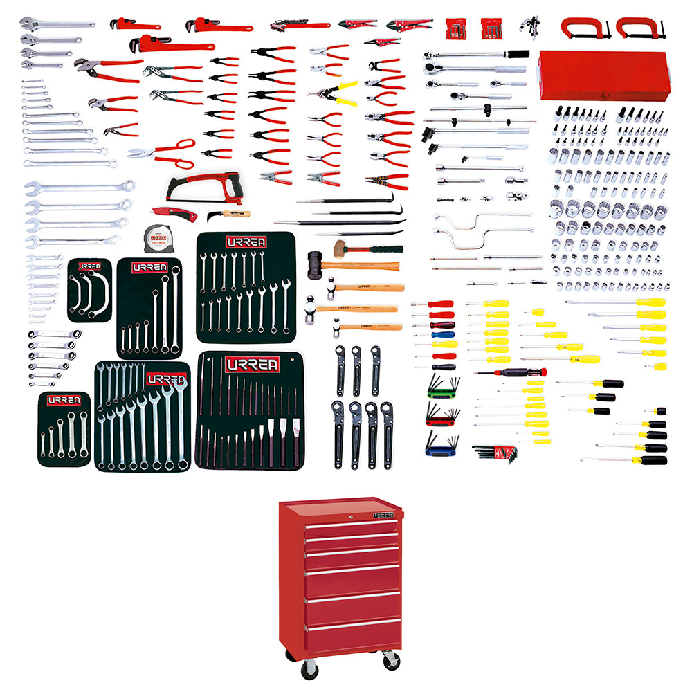 Juego maestro industrial combinado 396 piezas, con gabinete EX27M6 Urrea