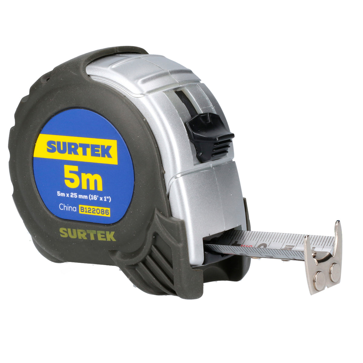 Paquete de 6 piezas de Flexómetro con carcasa anti-impacto silver 5 m x 1" Surtek