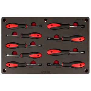 Juego de destornilladores mango bimaterial de caja combinados, 9 piezas Urrea