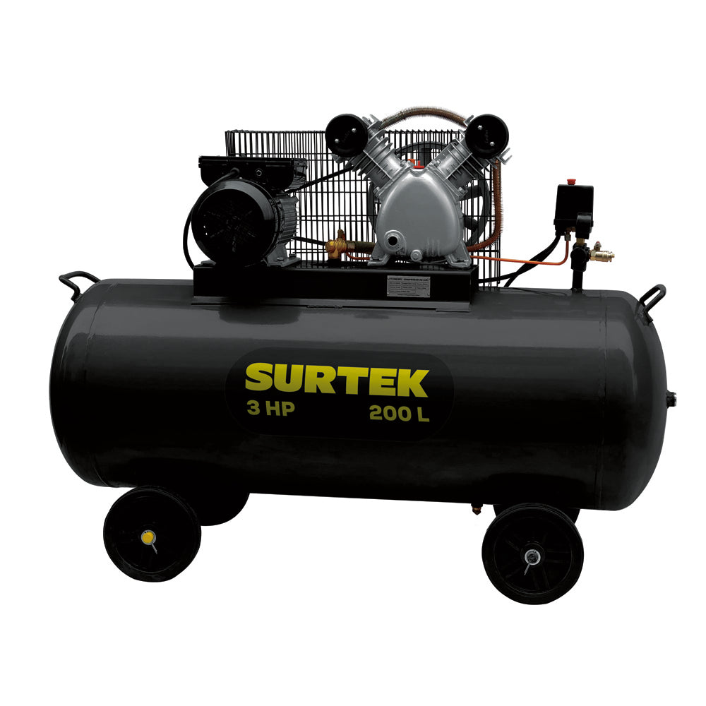 Compresor de aire eléctrico con transmisión de banda 200 Lt 3 HP 127 V Surtek