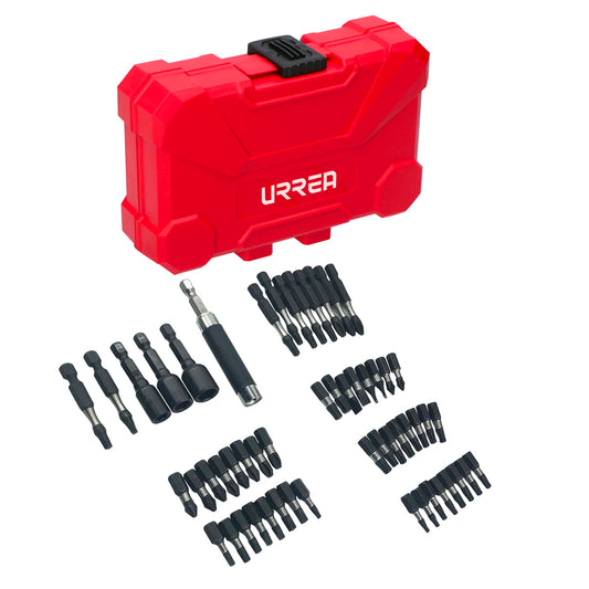 Juego de puntas y accesorios con sistema de amortiguación de impacto, 54 piezas Urrea