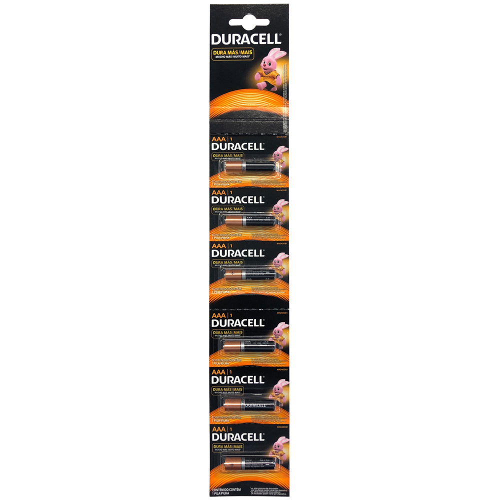 Paquete de 10 piezas de Tira de pilas alcalinas Duracell® "AAA", 6 piezas Surtek