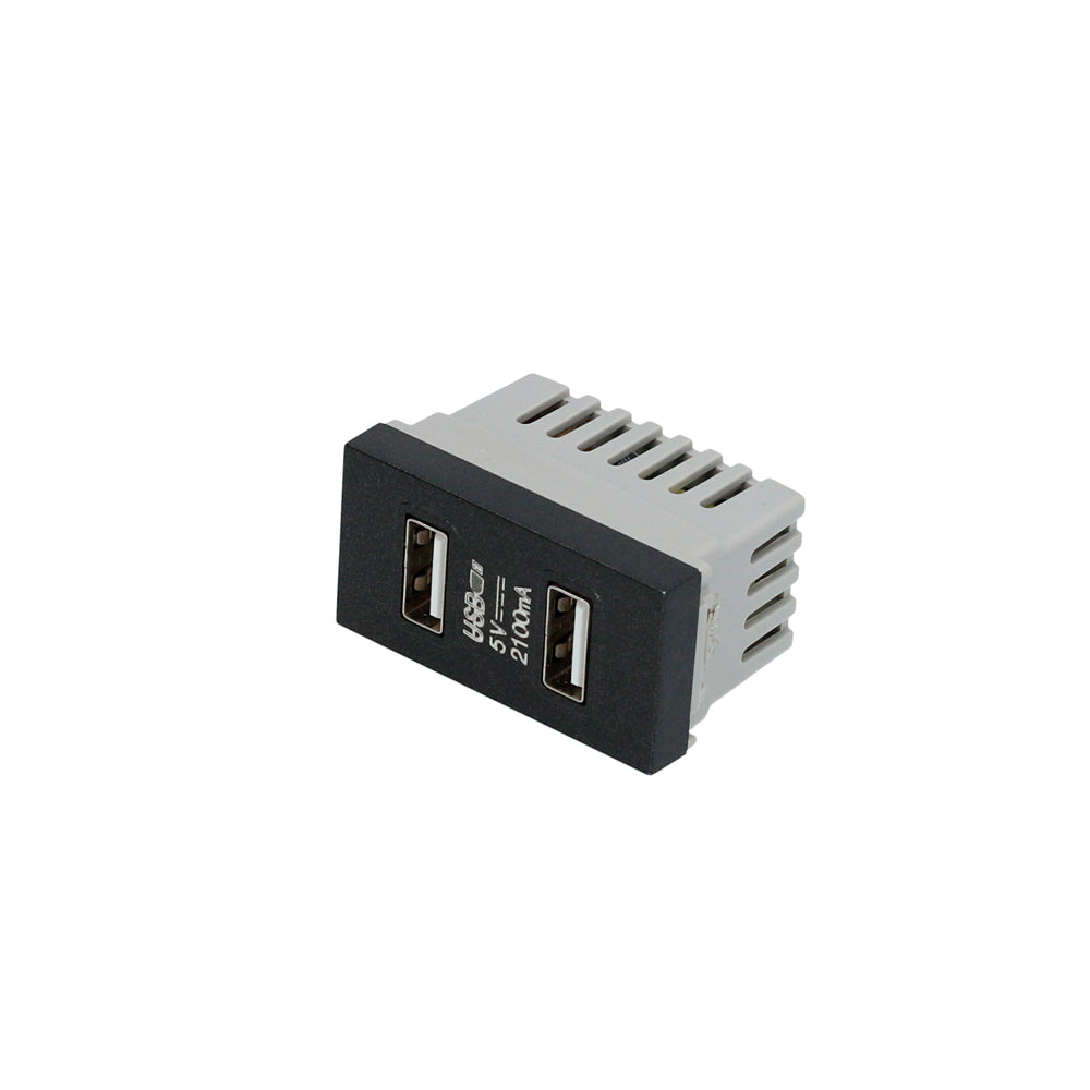 Paquete de 20 piezas de Módulo USB doble 1/3, línea Premium, color negro Surtek