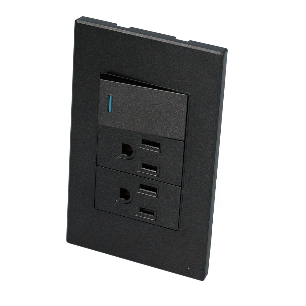 Paquete de 10 piezas de Placa 1 Interruptor 2 contactos 1/3, línea Premium, color negro Surtek