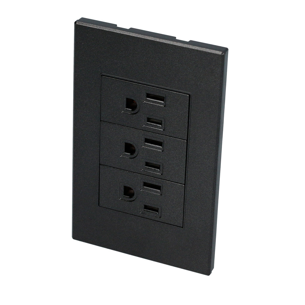 Paquete de 10 piezas de Placa 3 contactos 1/3, línea Premium, color negro Surtek