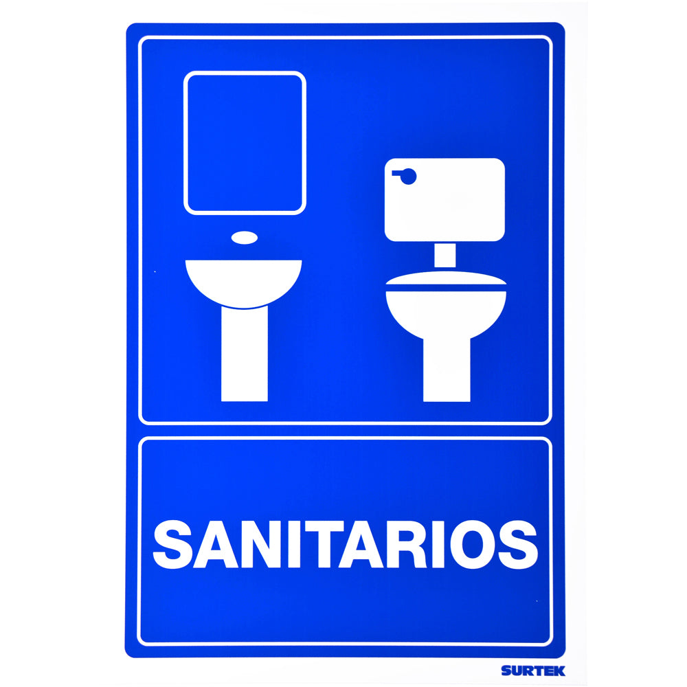 Paquete de 3 piezas de Señal "Sanitarios" Surtek