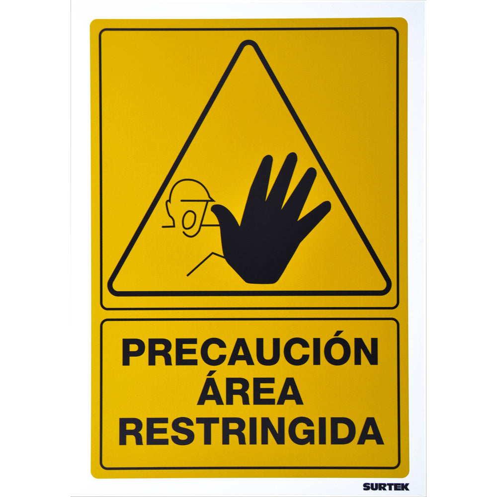 Paquete de 3 piezas de Señal "Precaución área restringida" Surtek
