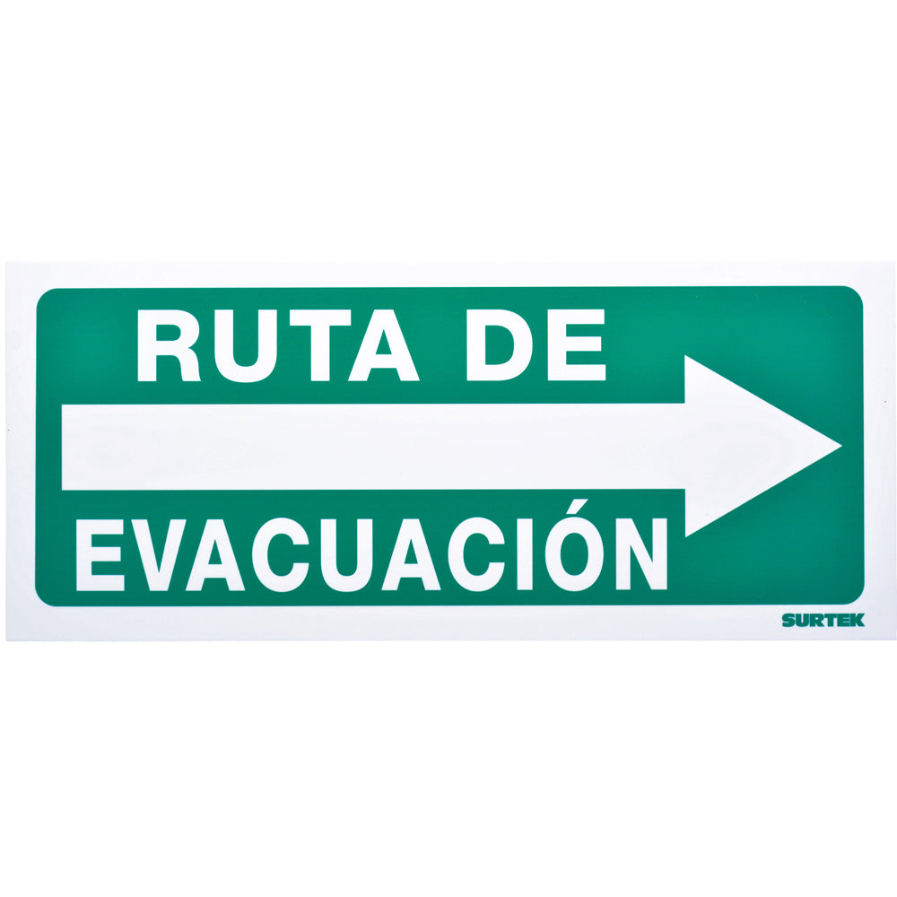 Paquete de 3 piezas de Señal "Ruta de evacuación" derecha Surtek