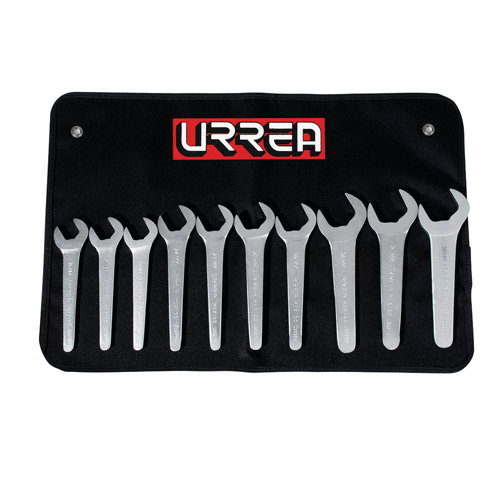 Juego de llaves de servicio satinadas métricas, 10 piezas Urrea
