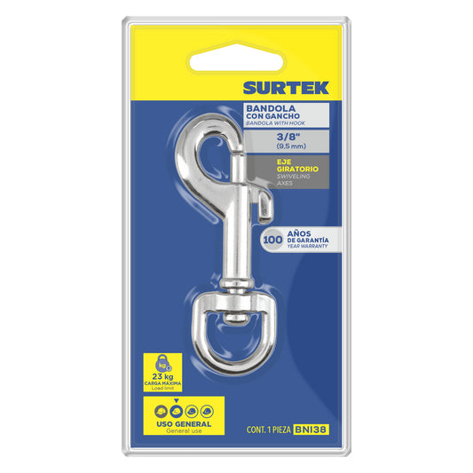 Bandola de niquel con gancho 3/8" Surtek