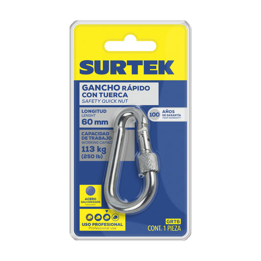 Gancho r‡pido con tuerca 6 x 60 mm Surtek