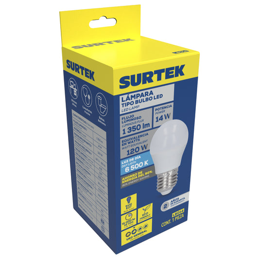 L‡mpara de LED tipo bulbo A19, 14 W luz de d’a Surtek