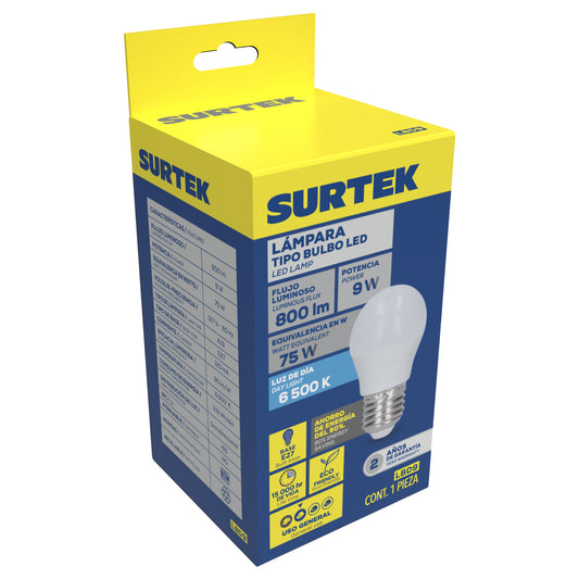 L‡mpara de LED tipo bulbo A19, 9 W luz de d’a Surtek