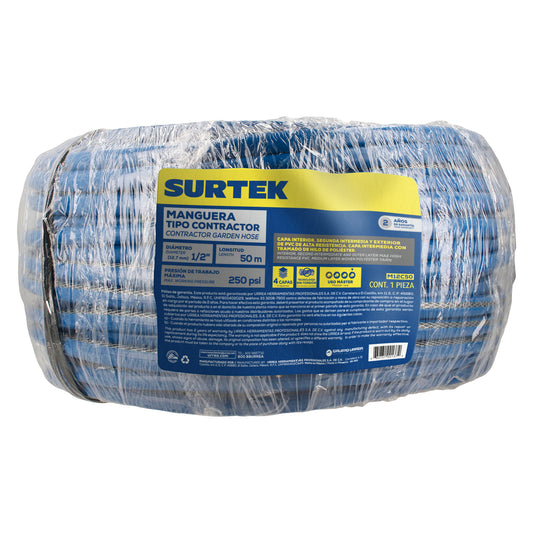 Manguera para jard’n contractor con conector met‡lico 1/2", 50 m Surtek