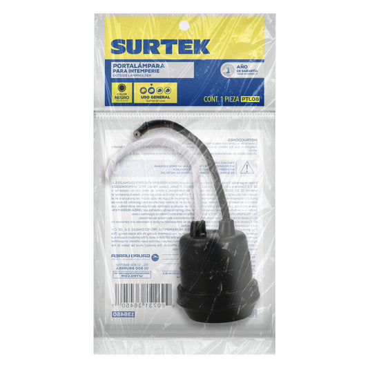 Portal‡mpara de hule para intemperie, color negro Surtek