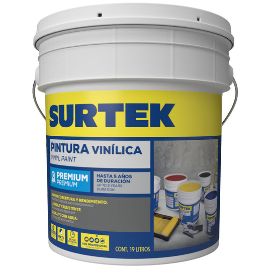 Cubeta de pintura vin’lica premium 19 Lt color verde Surtek