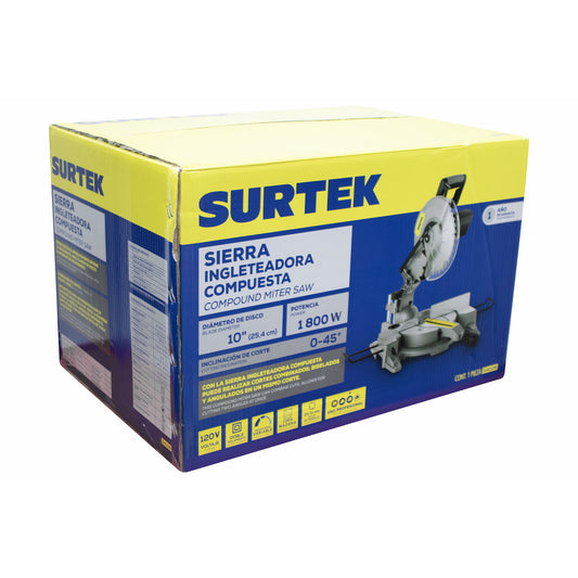 Sierra de inglete compuesta 10" 1800 W Surtek