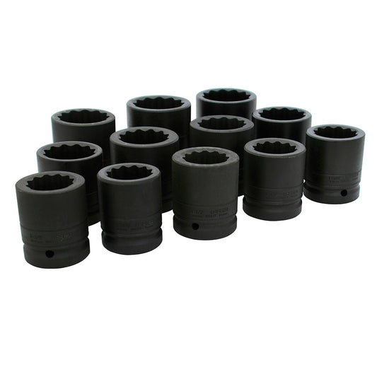 Juego de dados de impacto cuadro de 1", 12 puntas, en pulgadas, 12 piezas Urrea