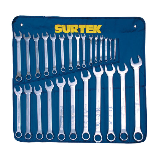 Juego de llaves combinadas pulido espejo métricas, 12 puntas, 26 piezas Surtek