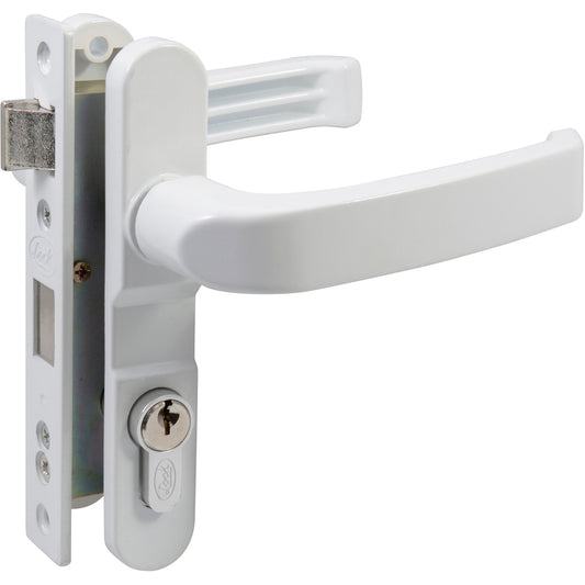 Cerradura Euro para puerta de aluminio función doble, blanco, llave estándar Lock