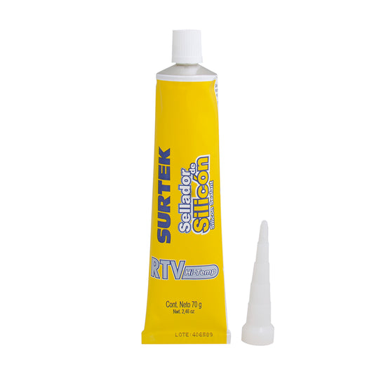Silicón para alta temperatura, color aluminio en tubo, 70 gr Surtek