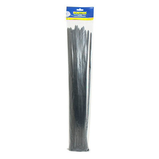 Paquete de 12 piezas de Cinchos plásticos 203 x 3.6 mm, tensión 18 Kg de 50 piezas color negro Surtek