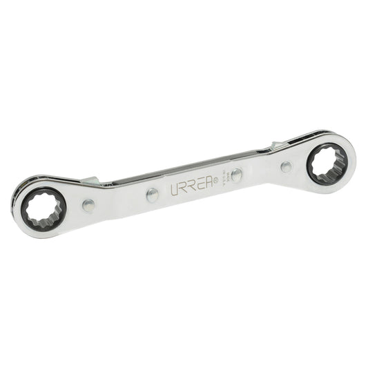 Paquete de 6 piezas de Llave de estrías pulido espejo acodada de matraca en pulgadas, 12 puntas, 1/4" x 5/16" Urrea