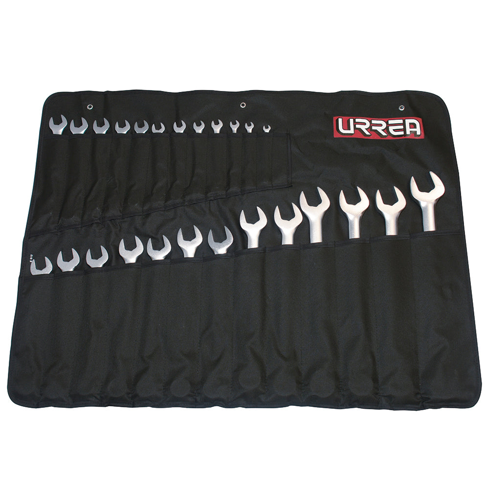 Juego de llaves combinadas satinadas métricas, 12 puntas, 25 piezas Urrea