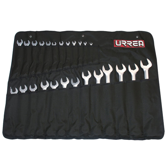 Juego de llaves combinadas satinadas métricas, 12 puntas, 25 piezas Urrea