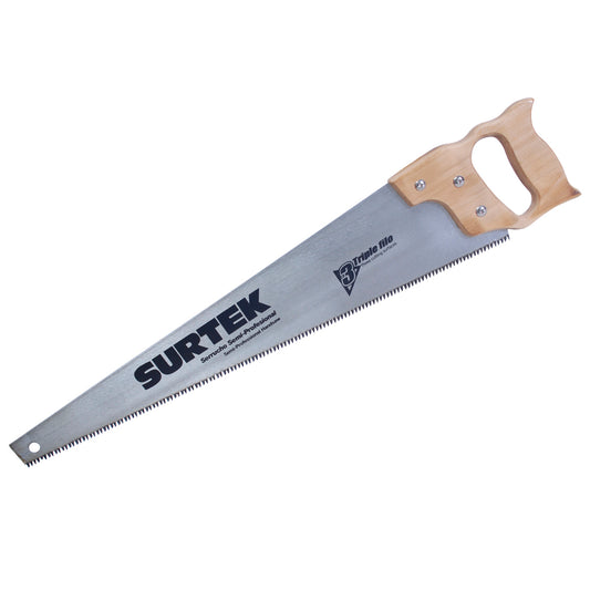 Paquete de 4 piezas de Serrucho con mango de madera triple filo de 26" Surtek