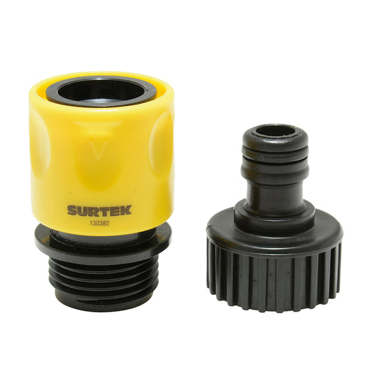 Paquete de 6 piezas de Juego de conectores para grifo con sistema click y adaptador 3/4" GHT, 2 piezas Surtek