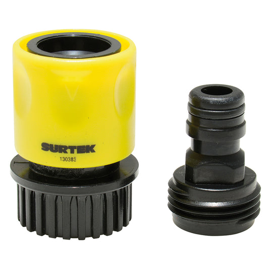 Paquete de 6 piezas de Juego de conectores para manguera de riego con sistema click y adaptador 3/4" GHT,2 piezas Surtek