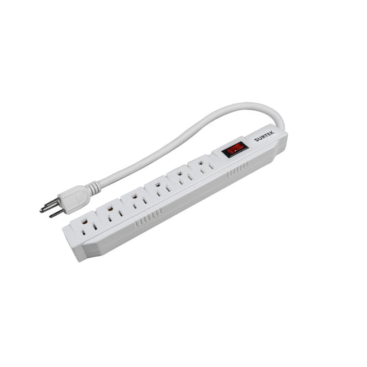 Paquete de 6 piezas de Supresor de picos 6 entradas cable 450 J de 45 cm Surtek