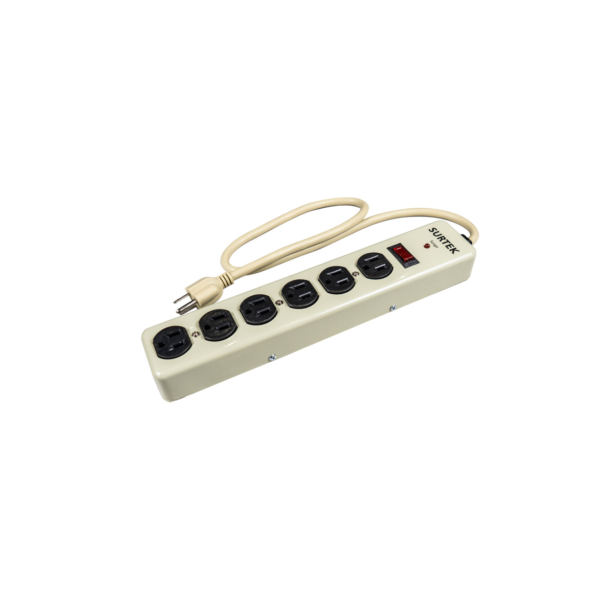 Paquete de 6 piezas de Supresor de picos metálico 6 entradas cable 600 J de 75 cm Surtek