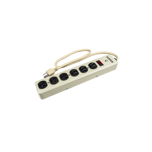 Paquete de 6 piezas de Supresor de picos metálico 6 entradas cable 600 J de 75 cm Surtek