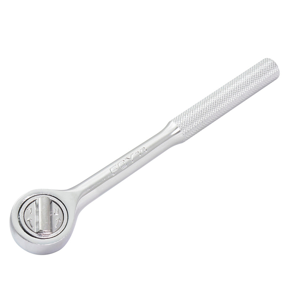 Matraca reversible para dado cuadro de 3/8", cabeza redonda, mango moleteado Foy