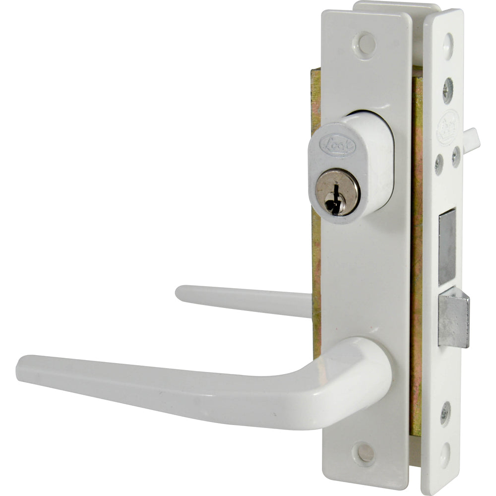 Cerradura clásica para puerta de aluminio función doble, blanco, llave estándar Lock