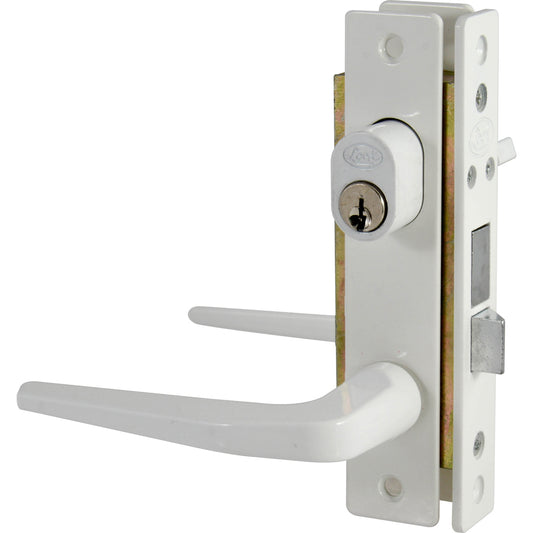 Cerradura clásica para puerta de aluminio función sencilla, blanco, llave estándar Lock