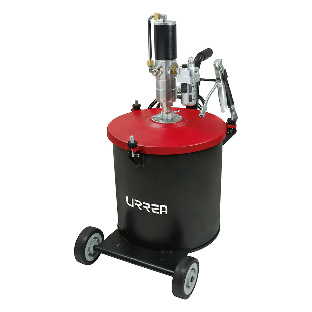 Inyector de grasa con cubeta neumático de 30 kg, 7,500 PSI Urrea