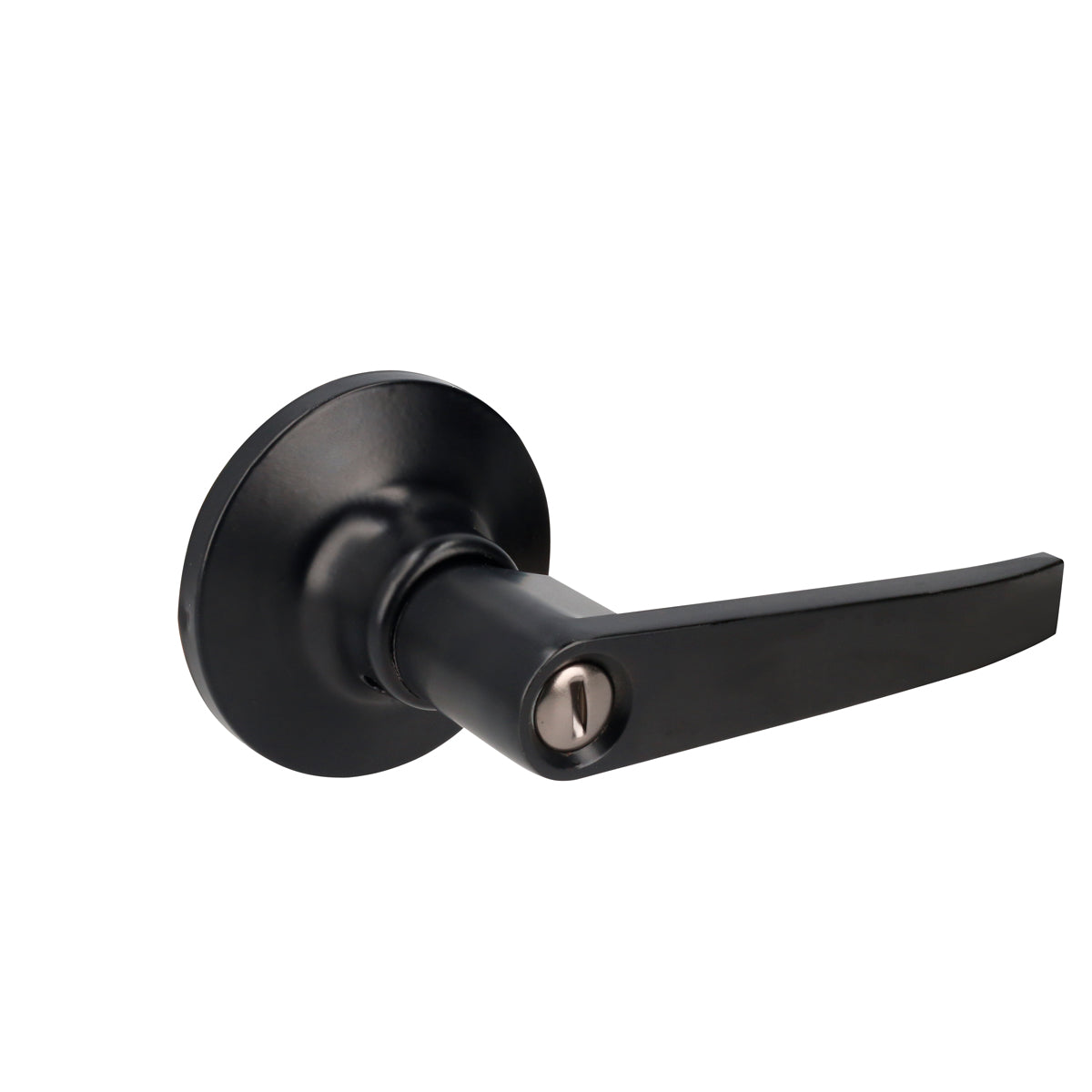 Manija tubular recta función baño, negra, llave estándar, blíster Lock