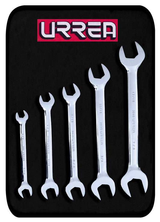 Juego de llaves españolas pulido espejo en pulgadas, 5 piezas Urrea