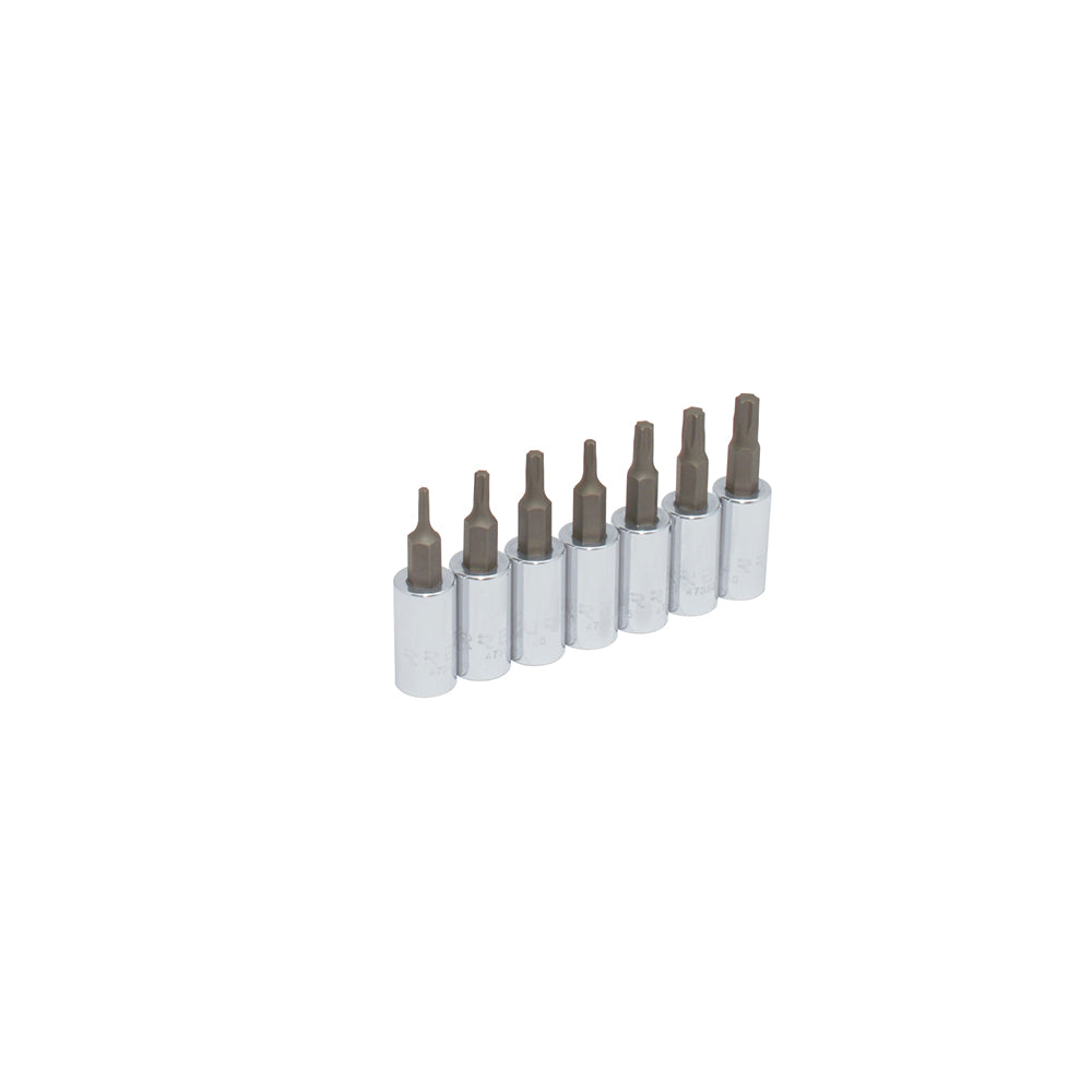 Juego de dados con punta torx cuadro de 1/4", en riel, 7 piezas Urrea