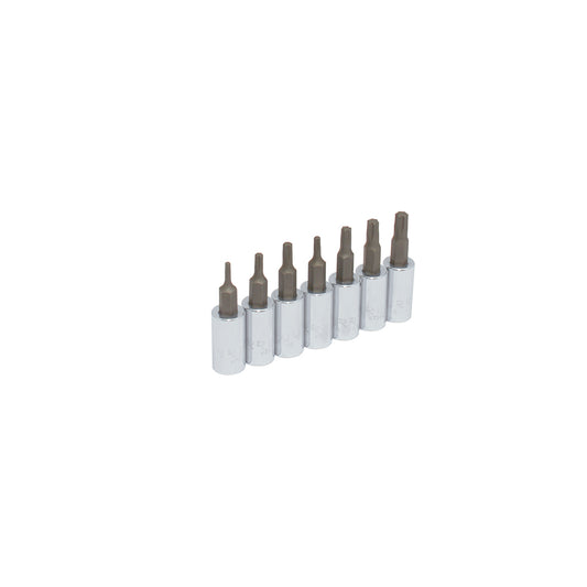 Juego de dados con punta torx cuadro de 1/4", en riel, 7 piezas Urrea